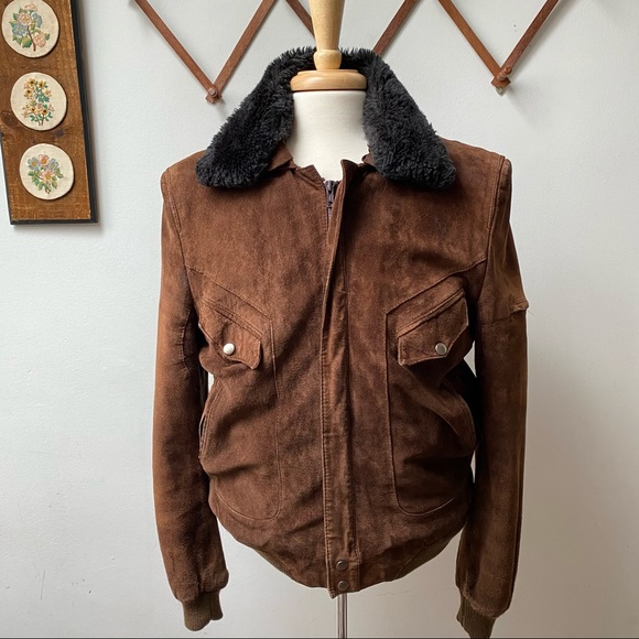 Tannery West Other - Vintage Suede Faux Fur Lined Bomber
